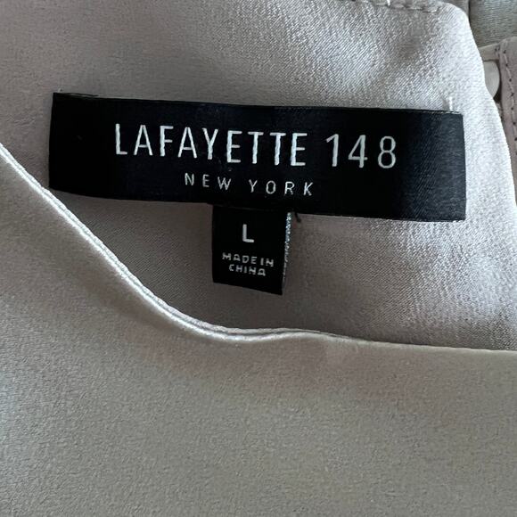 Lafayette 148 New York Gene Silk Blouse Women's Large Ca[ Sleeve Champagne - Picture 5 of 7